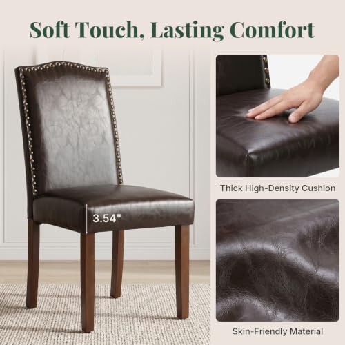 Upholstered Dining Chair Set of 6, PU Leather Kitchen Chair