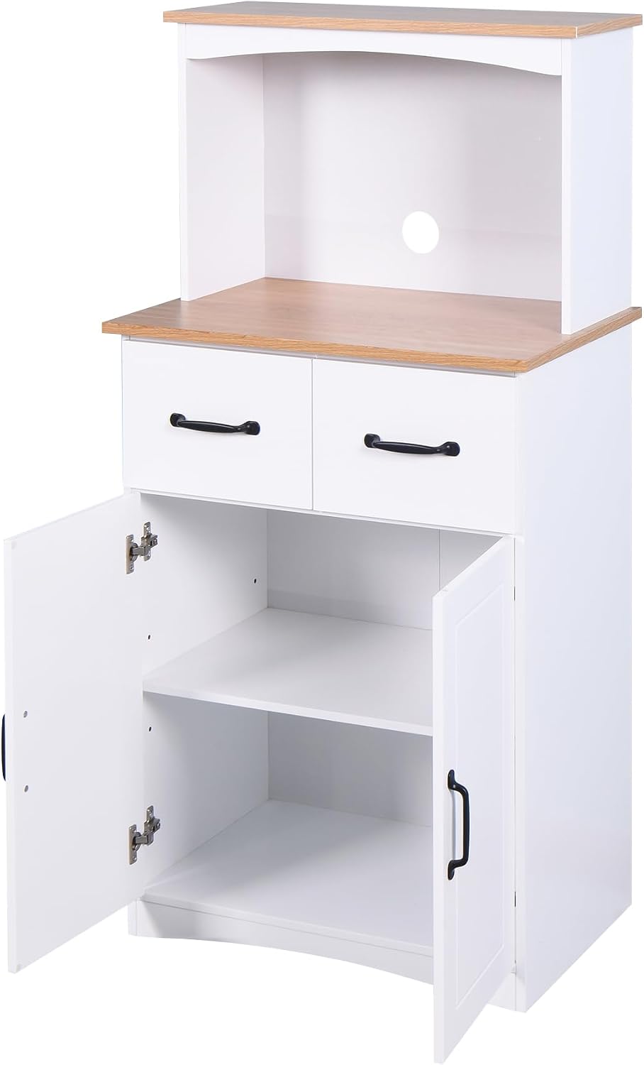 Modern Kitchen Pantry Cabinet, Storage Cabinet with Drawers, Wooden Coffee Ba...