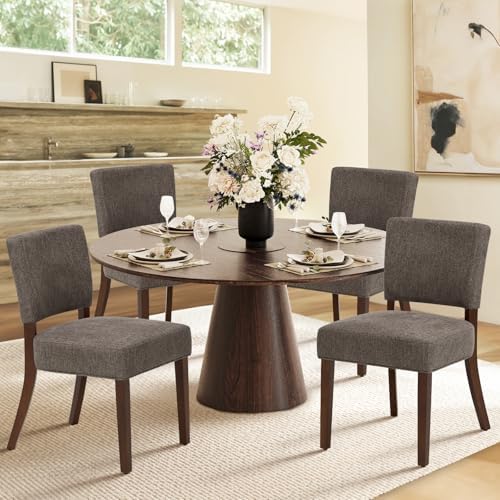 COLAMY Upholstered Dining Chairs Set of 2, Fabric Kitchen Chairs with Padded ...