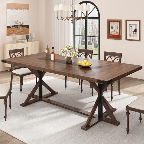 Hlivelood 78 Inch Dining Table for 8 People, Rectangular Kitchen Farmhouse Ta...