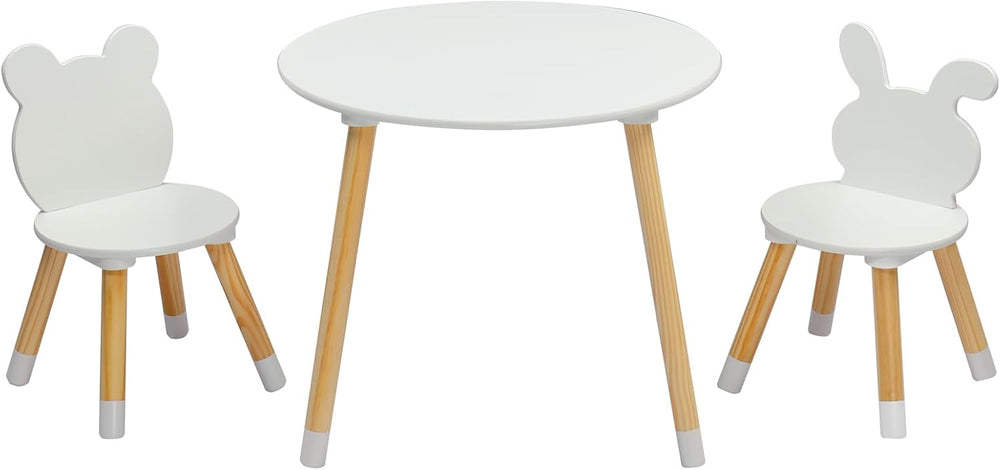 3 Pieces Multi-Activity Round Tables,Wood Table and Chairs Set,Study Dining R...