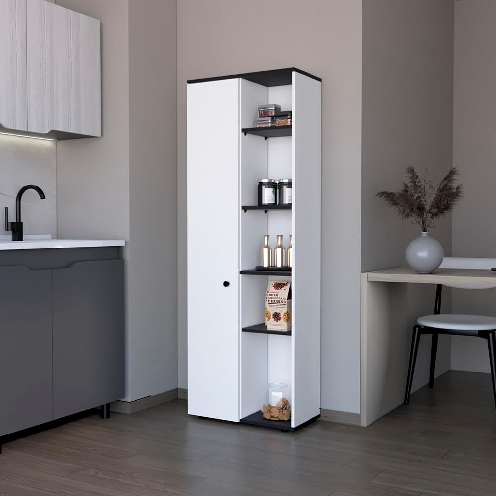 24.4" D*16.53" W*48.03" H Freestanding Kitchen Pantry with 8 B...
