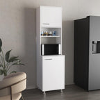 21.4" D*19.7" W*78.7" H Corner Freestanding Kitchen Pantry with 4 Shelves, 2 Single Doors, Rectangular Storage Cabinet, Modern Minimalist, for Living Room, Dining Room, White