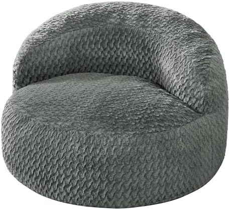 Hobestluk Adult Bean Bag Chair Memory Foam Faux Fur, Chevron Grey, Oversize |...