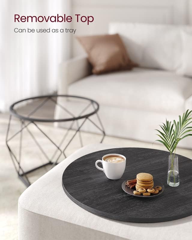 VASAGLE Small Coffee Table Set of 2, Round Coffee Table with Steel Frame, Sid...