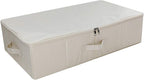 iwill CREATE PRO Folding Under Bed Shoes Storage Organiser Bins with Lid, Underbed Clothes Organizer Basket, Garment Storage Boxes, Beige