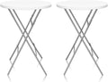 32in Cocktail Table, Plastic Folding Round High Top Indoor Outdoor Use, Foldable Bar Height Table for Parties and Commercial Events (White, 2 Pcs)