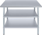 AmGood Stainless Steel Work Table with 2 Shelves | NSF | Metal Utility Table (48" Long x 30" Deep)