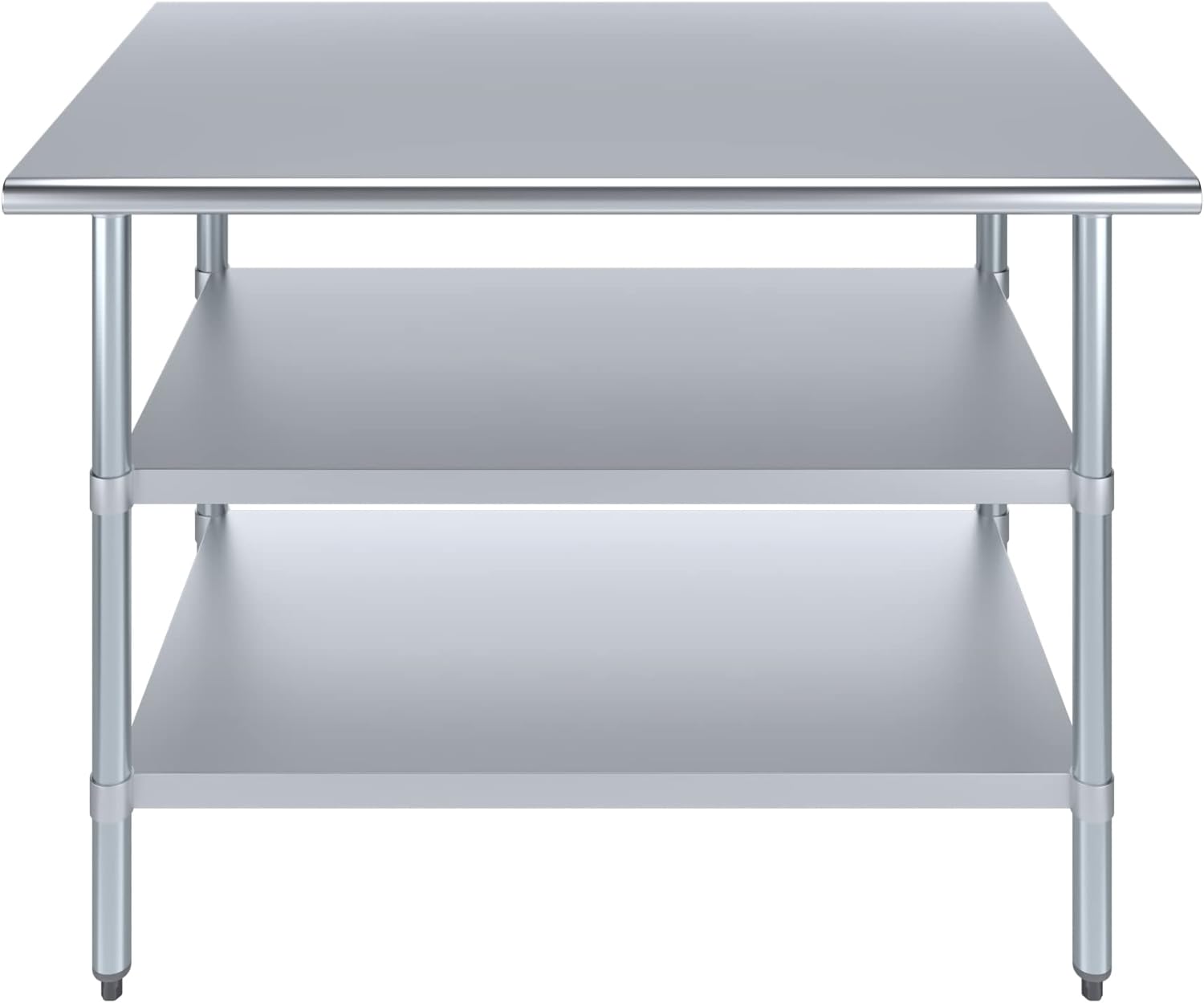 AmGood Stainless Steel Work Table with 2 Shelves | NSF | Metal Utility Table (48" Long x 30" Deep)