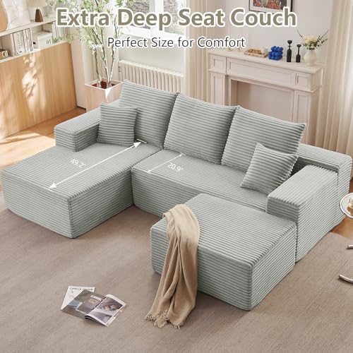 Lakifun 107" L-Shape Sofa with Ottoman, Modern Modular Sectional Comfy U...