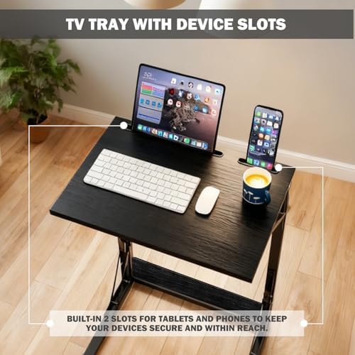 Folding TV Trays Set of 2, Adjustable Height TV Trays for Eating on Couch