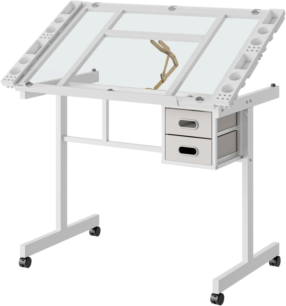 Rolling Drafting Table on Wheels, Painting Table Art Craft Desk Crafting Tabl...