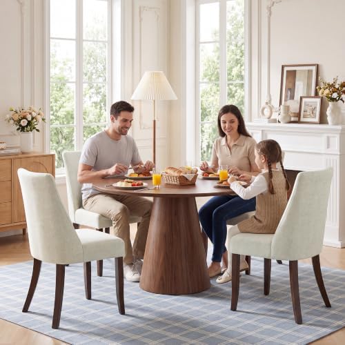 COLAMY Upholstered Mid Century Dining Chairs Set of 6, Beige
