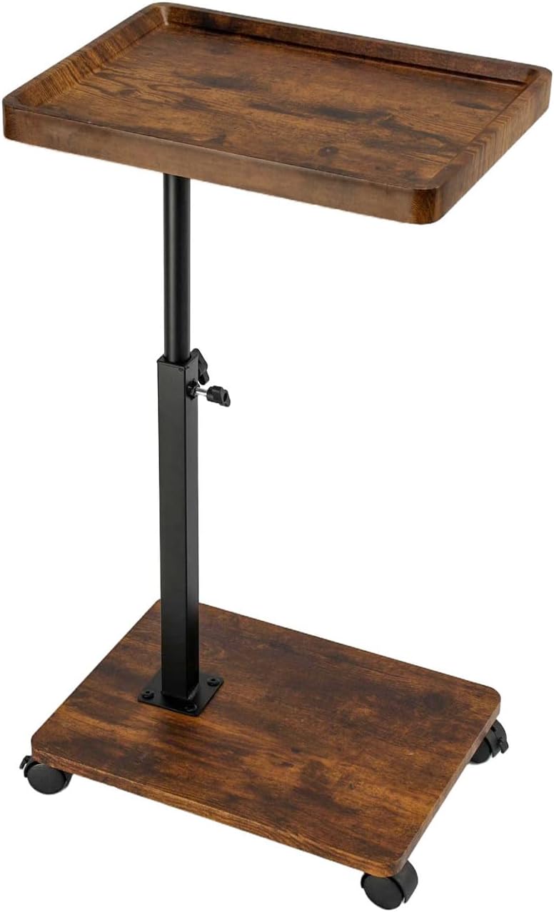 Side Table TV Tray for Couch,Height Adjustable C Shaped End Table for Small S...