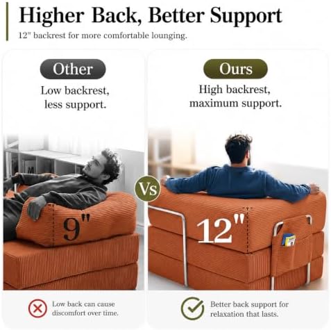 GEARIVY Folding Sofa Bed Convertable Corduroy Couch King Size Floor Sleeper 4-in-1 DIY Combination Modular Sofa Fold Out Futon Lounge Comfy Foldable Lazy cama for Living Room