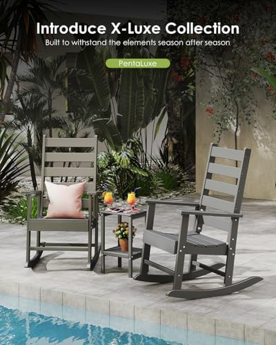 GREENVINES Outdoor Rocking Chairs Set of 2, HDPE Porch Rockers, Grey | Big &a...