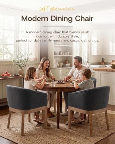 HNY Barrel Dining Chairs Set of 4, Mid Century Modern Upholstered Dining Chai...