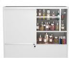 WISDOMFUR 48” Display Showcase with LED Lighting – White Melamine Finish, Adjustable Glass Shelf, Locking Sliding Doors – 4ft Retail Display Cabinet for Stores & Exhibits