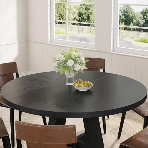 Tribesigns 47 inch Round Dining Table Wood Kitchen Table for Dining Room, 47&...