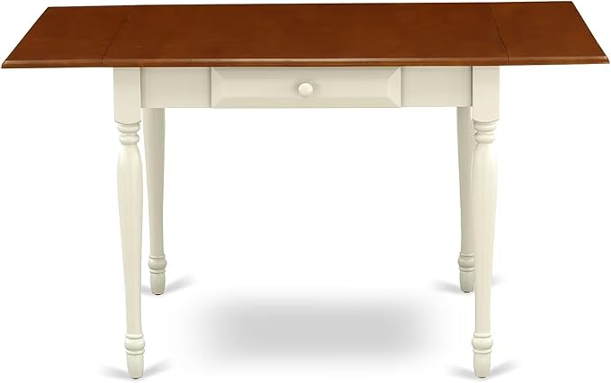East West Furniture MZDA5-WHI-W 5 Piece Dining Set Includes a Rectangle Dining Room Table with Dropleaf and 4 Wood Seat Chairs, 36x54 Inch, Buttermilk & Cherry