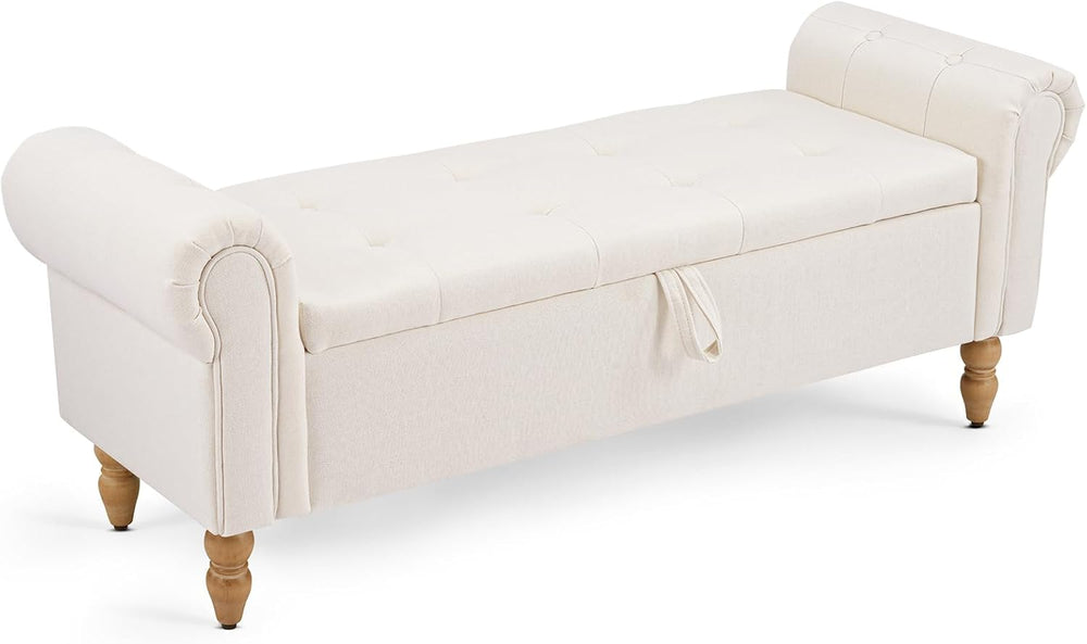 Furniliving 55” End of Bed Bench, Bedroom Bench with Button-Tufted, Large Uph...