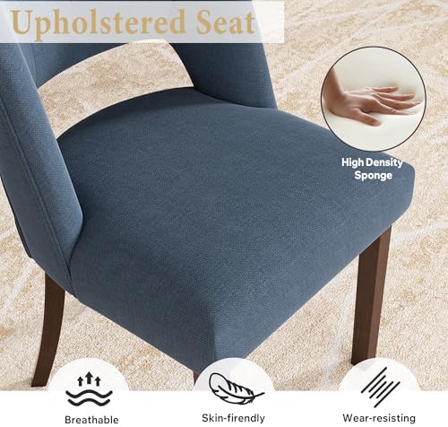 Dining Chairs Set of 2,Modern Dining Room Chairs with Thick Cushions,Linen Up...
