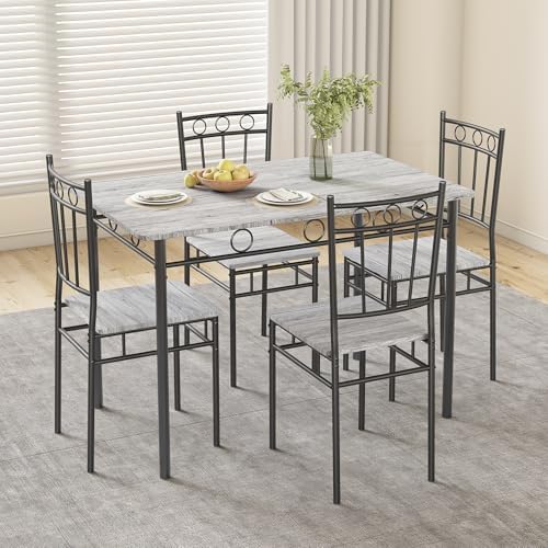 Rectangular Dining Room Table Set with 4 Chairs, Space-Saving Kitchen Table S...