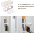 Umbrella Stand Rack, Umbrella Holder For Entryway, Height Adjustment Space Saving Storage Organizer With Drip Tray for Hotel Hallway Home Office, No Drilling(COLOR:White)