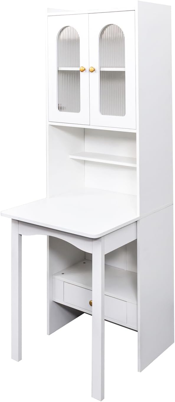 JOYSOURCE 71'' Bedside Table Tall Freestanding Bookshelf with Convert...