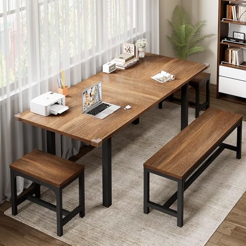 Feonase 5-Piece Dining Table Set for 4-8 People, 63" Extendable Kitchen ...