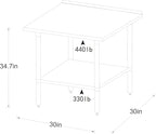 ROCKPOINT Stainless Steel Prep & Work with Backsplash 30x30 Inches, NSF Metal Commercial Kitchen Heavy Duty Table with Undershelf for Restaurant, Home and Hotel
