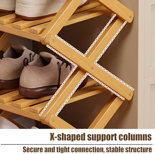 The 9-Tier No-Assembly Bamboo Rack, 3/5/7/9/10 Tier Bamboo Shoe Rack, Foldable Bamboo Shoe Organizer, Narrow Shoe Shelf for Entryway, Closet, Corner, Bedroom, Hallway (Brown, 10tier)
