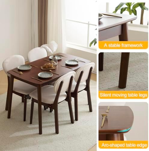 Karl home 5-Piece Farmhouse Dining Table Set for 4, Solid Wood Frame,Walnut