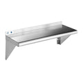 ROCKPOINT Stainless Steel Shelf 10 x 36 Inches 240lb, NSF Metal Commercial Shelves Wall Mount Floating Shelving with Backsplash for Restaurant, Kitchen, Home and Hotel, Silver