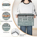 Personalized Name Storage Basket, Custom Keepsake Box, Grey Green | Foldable Fabric Gradient Large Memory Bin with Handle Lid Lightweight Waterproof Dustproof, 14"L x 10.2"W x 10.4"H