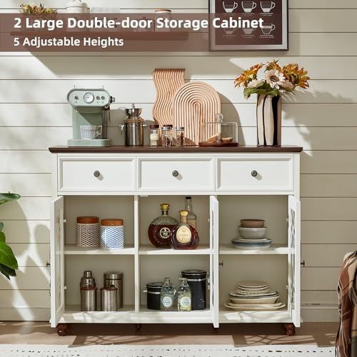 Joaxswe Farmhouse Sideboard Buffet Cabinet with Storage,48" Large Creden...