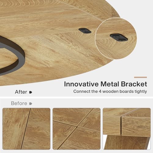 Tribesigns Farmhouse Dining Table, 47 Inch Round Dinner Table for 4, Rustic R...