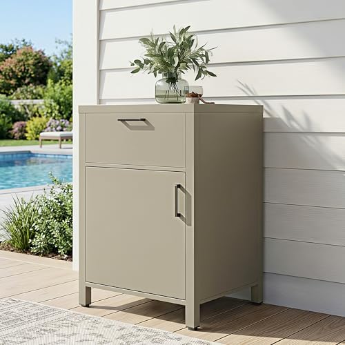 Wisteria Lane Outdoor Storage Cabinet with Drawers, Aluminum Modular Outdoor Kitchen, All Weather Kitchen Island for Patio, BBQ, Backyard