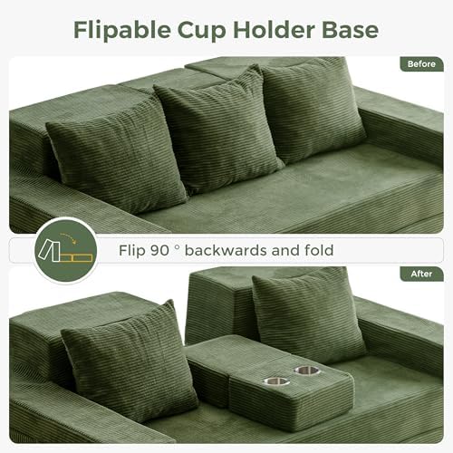 MAXYOYO Convertible Sofa Bed, 80" Oversized Loveseat Couch 4 in 1 Foldab...
