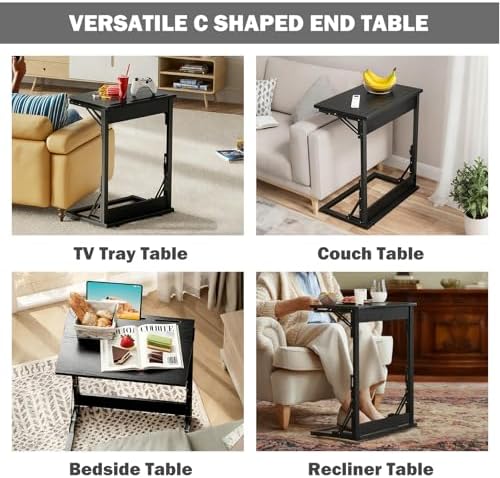 Folding TV Trays Set of 2, Adjustable Height TV Trays for Eating on Couch