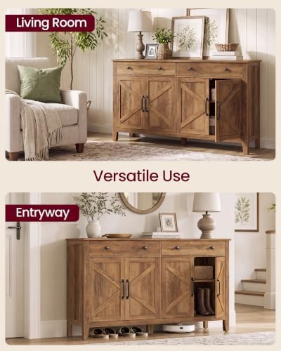 VASAGLE Farmhouse Buffet Cabinet, Coffee Bar with 2 Drawers