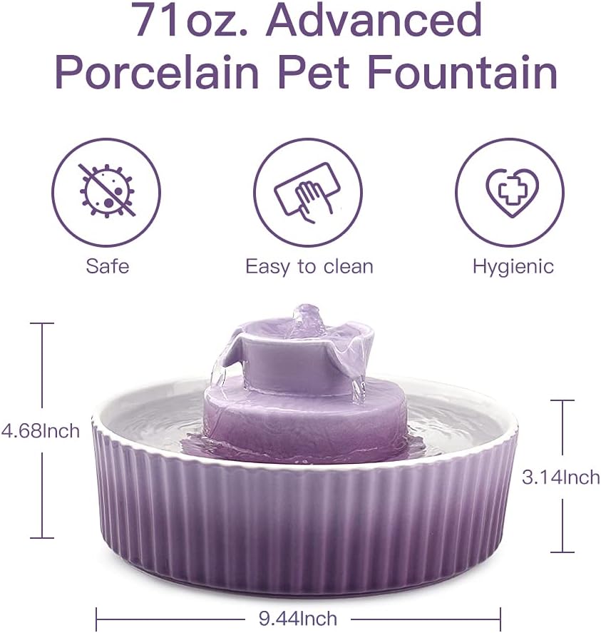 Cat Water Fountain: Cepheus Pet Drinking Fountain-2.1L/71oz Cat Fountain-Auto...