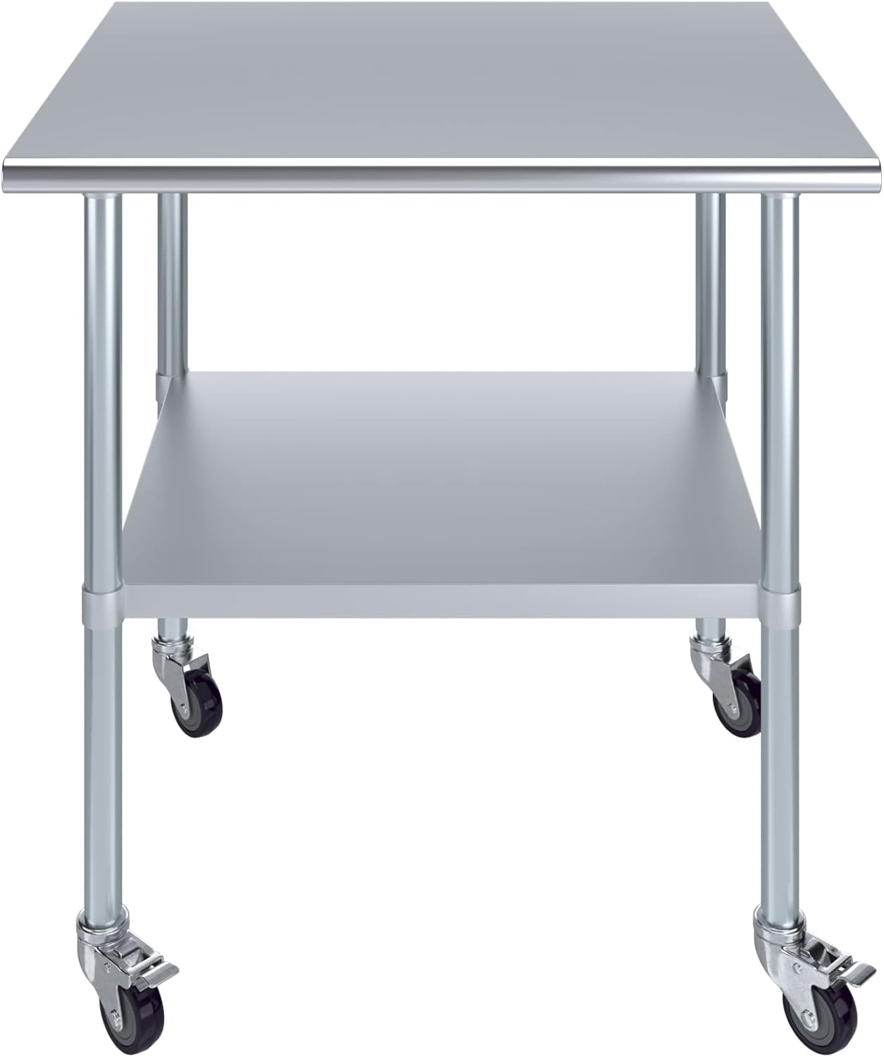 AmGood 30" x 36" Stainless Steel Work Table with Casters | Heavy Duty Metal Utility Table On Wheels | Kitchen Island Cart