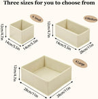 Drawer Organizer Clothes - 14 Pack Beige Dresser Organizer for Baby Clothes, Underwear, Socks, Foldable Closet Storage Divider Bins for Nursery, Bedroom, Dorm