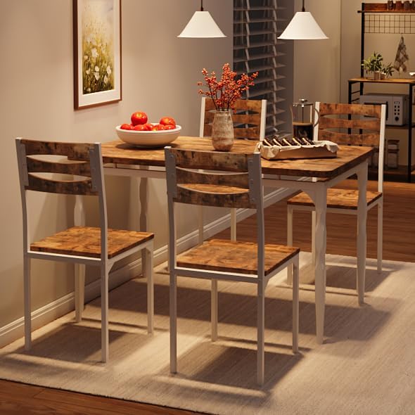 GarveeHome 5 Piece Dining Table Set, Industrial Style Dining Table and Chairs...
