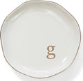 HOME SMILE Initials Ring Dish Jewery Tray with Personalized G-Monogrammed Engagement Wedding Gifts for Friends,Sister,Birthday Christmas Gifts for Women,Ceramic White