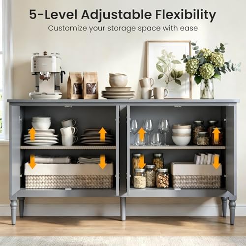 RoyalCraft Buffet Cabinet with Storage, 59" Painted Sideboard Coffee Bar