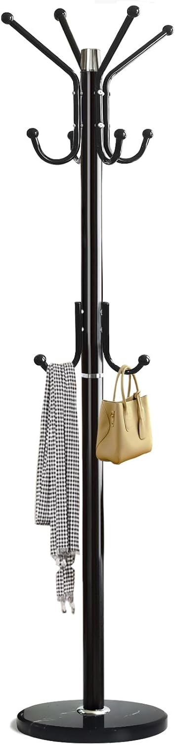Kertnic Modern Coat Rack Freestanding with Natural Marble Base & Sturdy M...