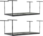 2-Pack 4 x 8 MonsterRax Overhead Garage Storage Rack, Ceiling Racks for Garage, Organization Shelving, Adjustable Hanging Shelf, Grey, 12"-21" Height Adjustment