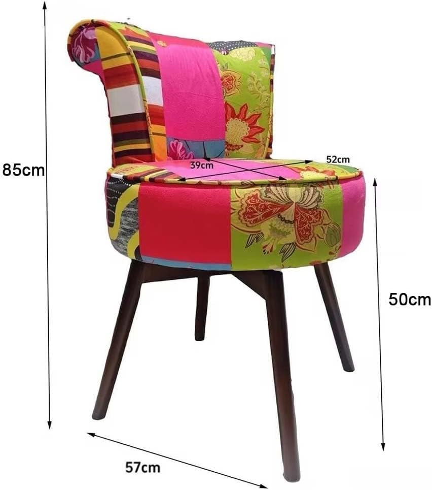 Etlegor Retro Wooden Makeup Chair, French-Style Dining Chair with Curved Upho...